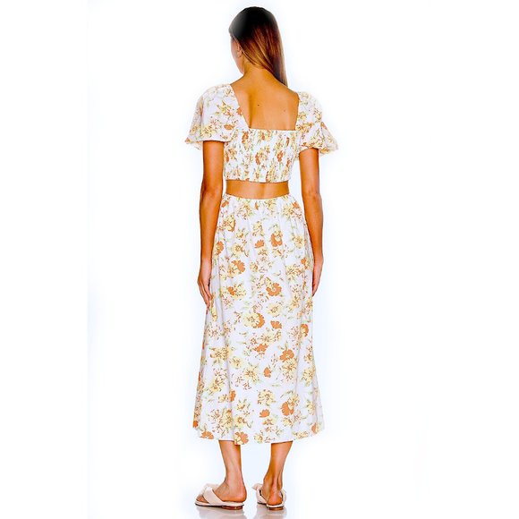 Faithfull The Brand Loucetta Cutout Midi Dress-Puff Sleeves Palermo Floral Print - Picture 5 of 6